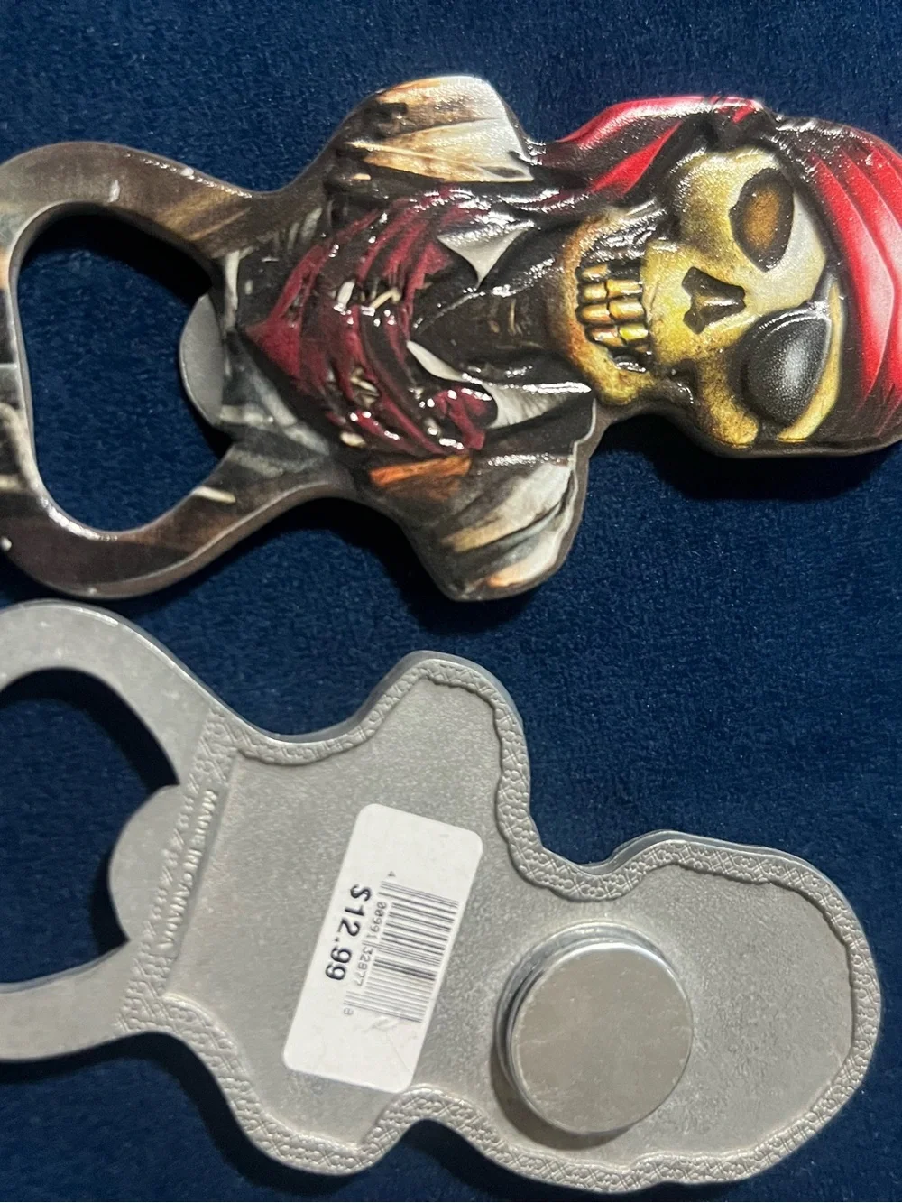 Skull Pirate Bottle Opener - Red & Gold